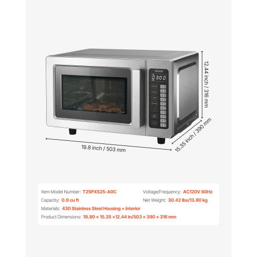 Countertop Microwave Oven 09 Cu Ft 1000W Digital Stainless Steel