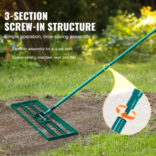 Lawn Leveling Rake 30x10 Level Lawn Tool Heavyduty Lawn Leveler with 78