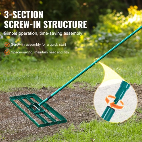 Lawn Leveling Rake 36x10 Level Lawn Tool Heavyduty Lawn Leveler with 78