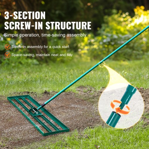 Lawn Leveling Rake 48x10 Level Lawn Tool Heavyduty Lawn Leveler with 78