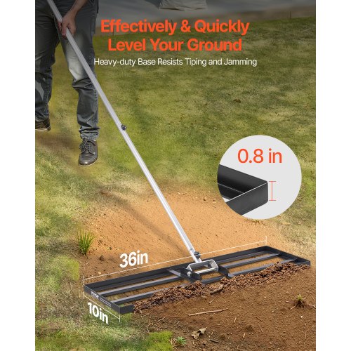 Lawn Leveling Rake Lawn Leveler with 83.9 in Handle 36x10 in Ground Plate