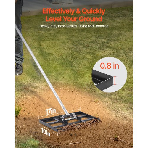 Lawn Leveling Rake Lawn Leveler with 78 in Handle 17x10 in Ground Plate