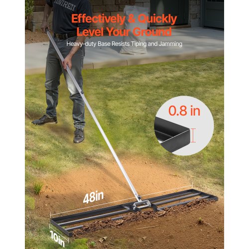 Lawn Leveling Rake Lawn Leveler with 83.9 in Handle 48x10 in Ground Plate