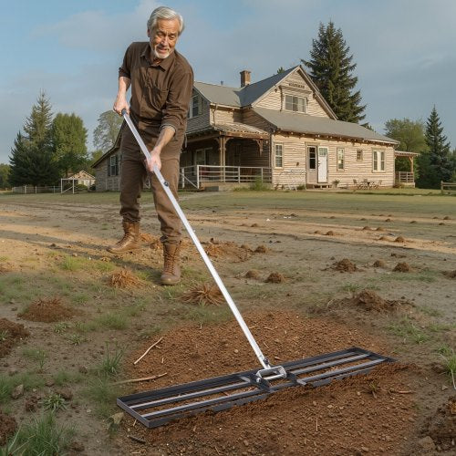 Lawn Leveling Rake Lawn Leveler with 83.9 in Handle 48x10 in Ground Plate