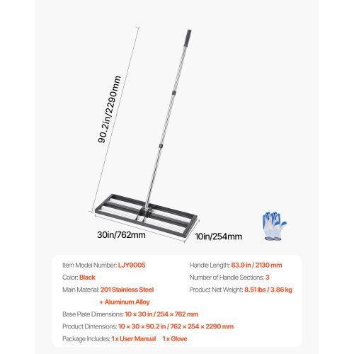 Updated Lawn Leveling Rake with Roller 30 x 10 Stainless Steel Lawn