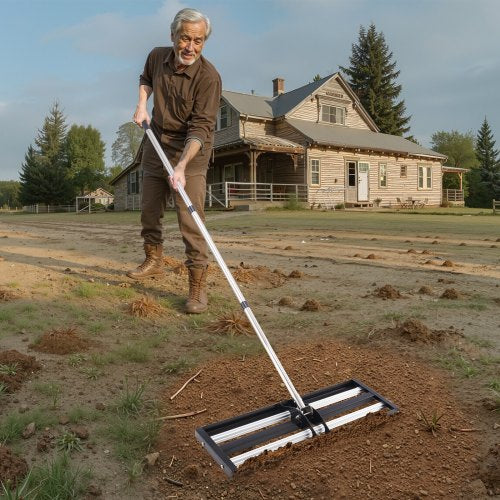Updated Lawn Leveling Rake with Roller 30 x 10 Stainless Steel Lawn