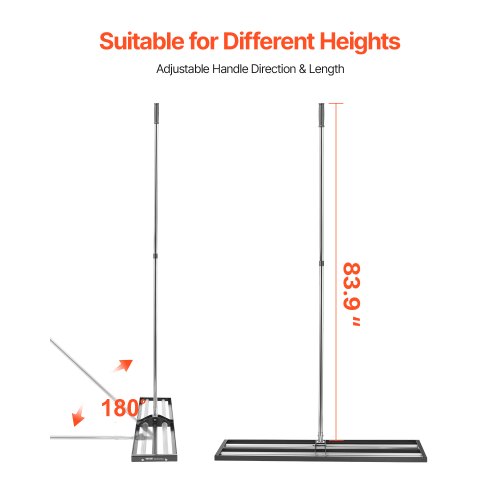 Updated Lawn Leveling Rake with Roller 48 x 10 Stainless Steel Lawn