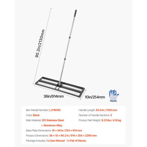 Updated Lawn Leveling Rake with Roller 36 x 10 Stainless Steel Lawn