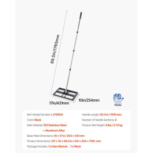 Updated Lawn Leveling Rake with Roller 17 x 10 Stainless Steel Lawn