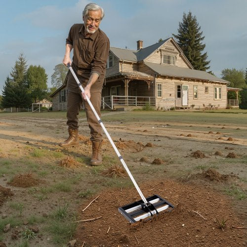 Updated Lawn Leveling Rake with Roller 17 x 10 Stainless Steel Lawn