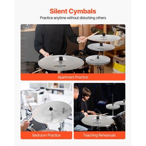 Low Volume Cymbal Pack 4 Pieces Quiet Cymbals for Drum Set Alloy Cymbals