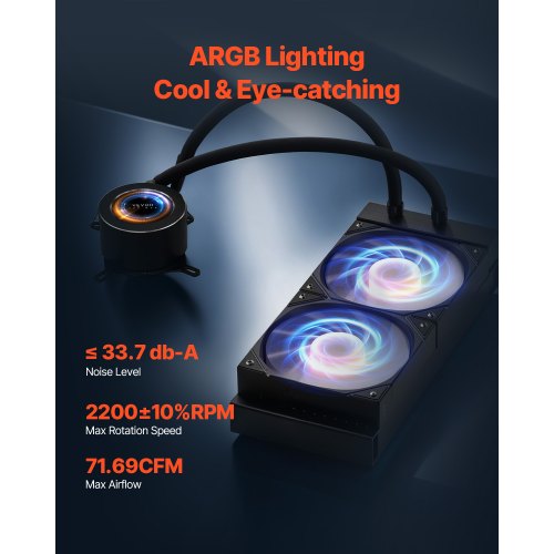 CPU Liquid Cooler AIO CPU Water Cooler – 120mm PWN Fans Pump