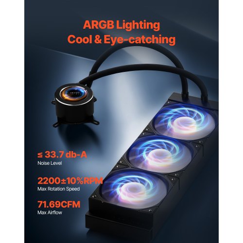 CPU Liquid Cooler AIO CPU Water Cooler – 3 x 120mm PWN Fans Pump