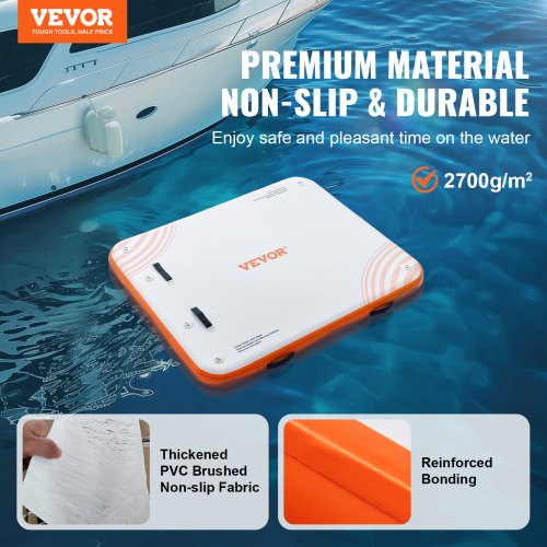 Inflatable Floating Dock 6 x 5FT Inflatable Dock Platform NonSlip Water