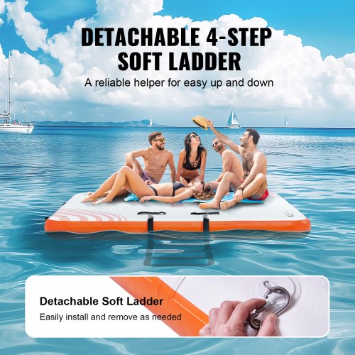 Inflatable Floating Dock 6 x 5FT Inflatable Dock Platform NonSlip Water
