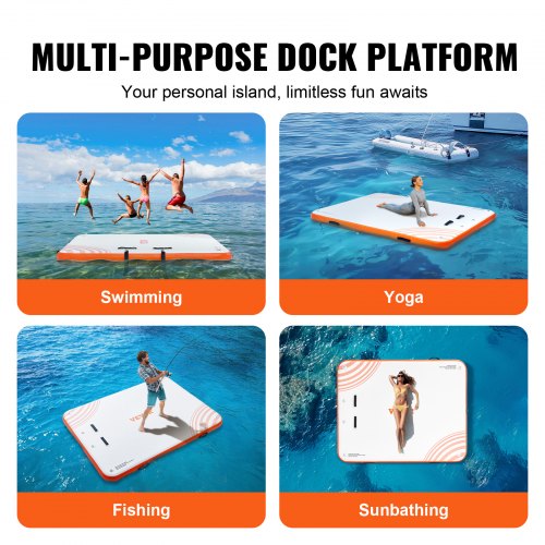 Inflatable Floating Dock 6 x 5FT Inflatable Dock Platform NonSlip Water