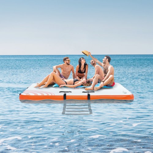 Inflatable Floating Dock 6 x 5FT Inflatable Dock Platform NonSlip Water