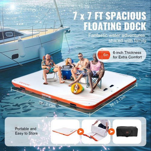 Inflatable Floating Dock 7 x 7FT Inflatable Dock Platform NonSlip Water