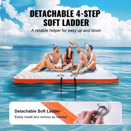 Inflatable Floating Dock 7 x 7FT Inflatable Dock Platform NonSlip Water