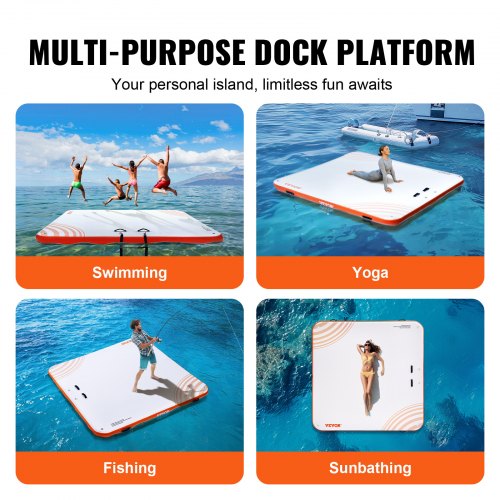 Inflatable Floating Dock 7 x 7FT Inflatable Dock Platform NonSlip Water