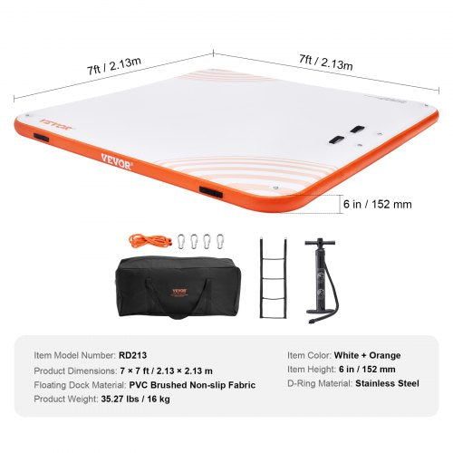 Inflatable Floating Dock 7 x 7FT Inflatable Dock Platform NonSlip Water