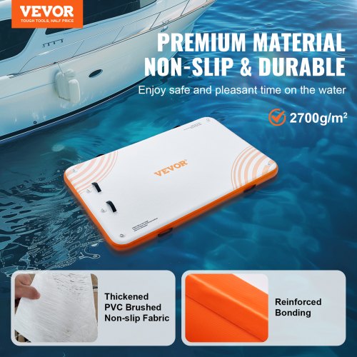 Inflatable Floating Dock 8 x 5FT Inflatable Dock Platform NonSlip Water