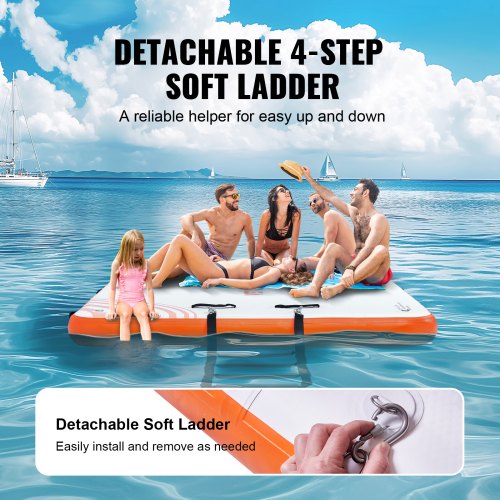 Inflatable Floating Dock 8 x 5FT Inflatable Dock Platform NonSlip Water