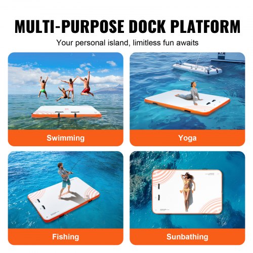 Inflatable Floating Dock 8 x 5FT Inflatable Dock Platform NonSlip Water