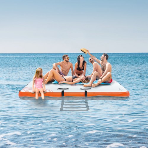 Inflatable Floating Dock 8 x 5FT Inflatable Dock Platform NonSlip Water