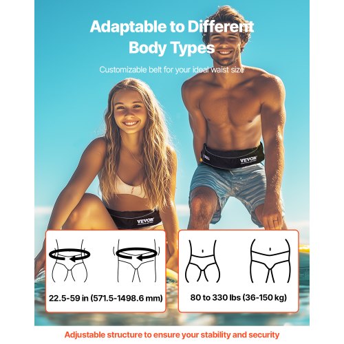 Manual Inflatable Belt Pack for Adults 105N Buoyancy Over 80 Pounds and Up to 59