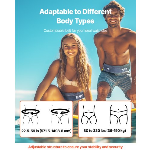 Manual Inflatable Belt Pack for Adults 105N Buoyancy Over 80 Pounds and Up to 59