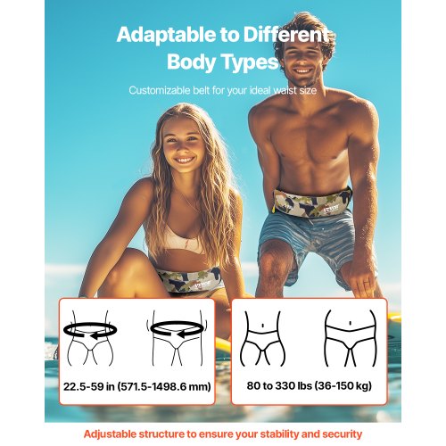 Manual Inflatable Belt Pack for Adults 105N Buoyancy Over 80 Pounds and Up to 59