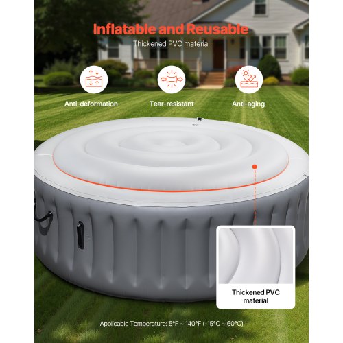 Inflatable Hot Tub Cover 4.5 Ft Round Hot Tub Cover Protector Insulated