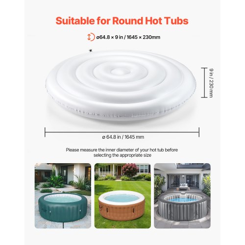 Inflatable Hot Tub Cover 5.4 Ft Round Hot Tub Cover Protector Insulated