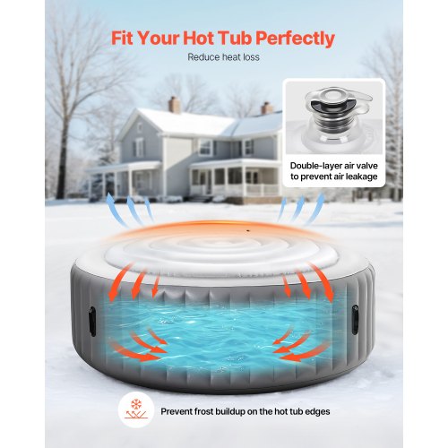 Inflatable Hot Tub Cover 5.4 Ft Round Hot Tub Cover Protector Insulated