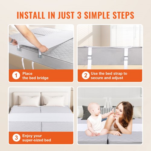 Bed Bridge King Bed Converter Kit Split King Gap Filler for Adjustable Bed