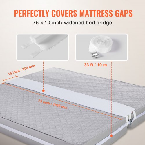 Bed Bridge King Bed Converter Kit Split King Gap Filler for Adjustable Bed