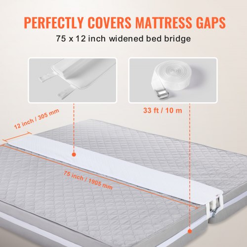Bed Bridge King Bed Converter Kit Split King Gap Filler for Adjustable Bed