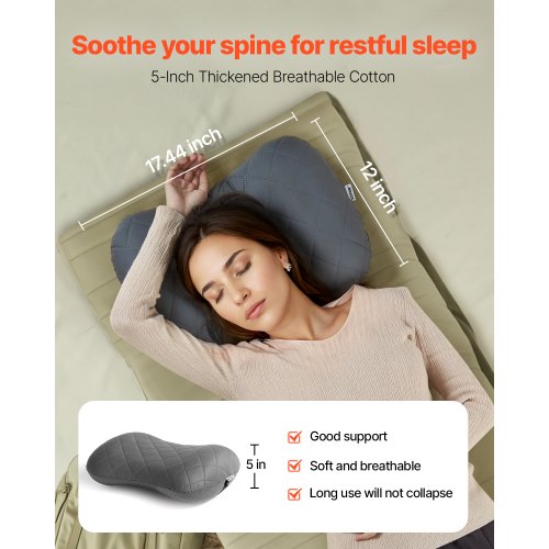 Inflatable Camping Pillow 5Inch Thickened Travel Pillow Soft Backpacking