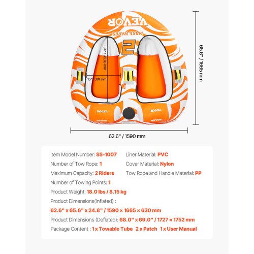 Towable Tubes for Boating 2 Person Inflatable Boat Tubes and Towables with 2