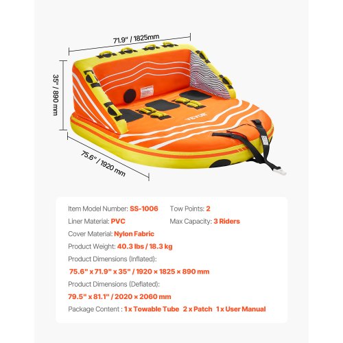 Towable Tube for Boating 13 Riders Inflatable Boat Tubes and Towables