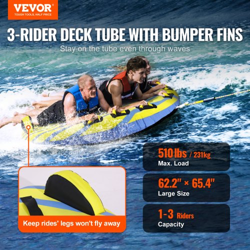 Towable Tube for Boating 13 Riders Inflatable Towable Tube with Bumper