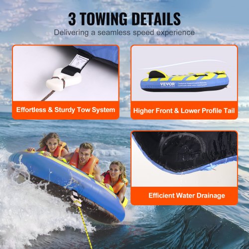 Towable Tube for Boating 13 Riders Inflatable Towable Tube with Bumper