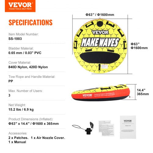 Towable Tube for Boating 13 Riders Inflatable Boat Tubes and Towables 510
