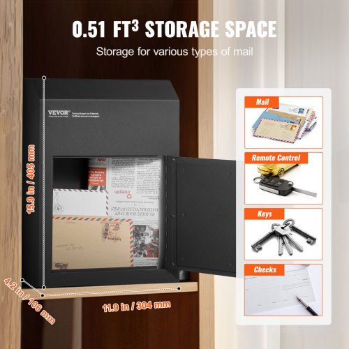 Through The Door Key Drop Box Heavy Duty Steel Through the Door Mailbox