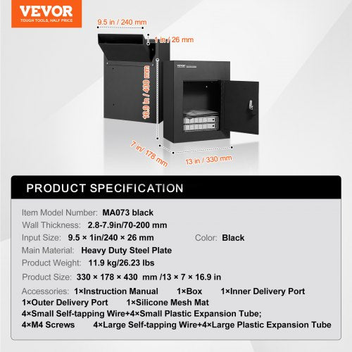 Through The Wall Drop Box Heavy Duty Steel Through the Wall Mailbox with 2879