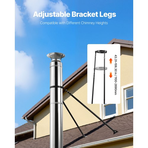6 inches Extended Roof Bracket Supports Chimney Stove Pipe for Stability