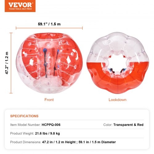 Inflatable Bumper Ball 1Pack 5FT1.5M Body Sumo Zorb Balls for Teen