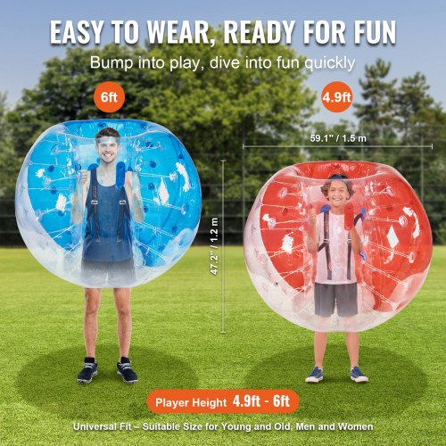 Inflatable Bumper Balls 2Pack 5FT1.5M Body Sumo Zorb Balls for Teen