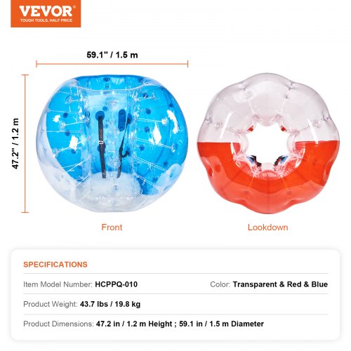 Inflatable Bumper Balls 2Pack 5FT1.5M Body Sumo Zorb Balls for Teen
